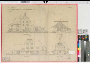 Bestandsplan des Empfangsgebäudes mit Güterschuppen auf Bahnhof Schee, Blatt 3: Ansichten, M. 1:100 Stnr.: 23a, Hge, Bunr.: 2, Blnr.: 5