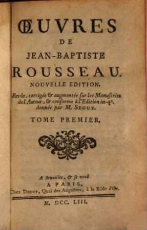 Oeuvres De Jean-Baptiste Rousseau, 1