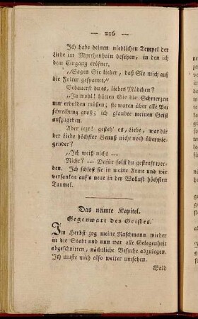 Das neunte Kapitel. Gegenwart des Geistes.