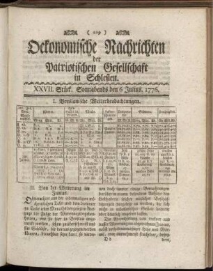 XXVII. Stück. Sonnabends den 6 Julius. 1776.