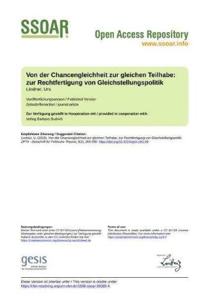 Von der Chancengleichheit zur gleichen Teilhabe: zur Rechtfertigung von Gleichstellungspolitik