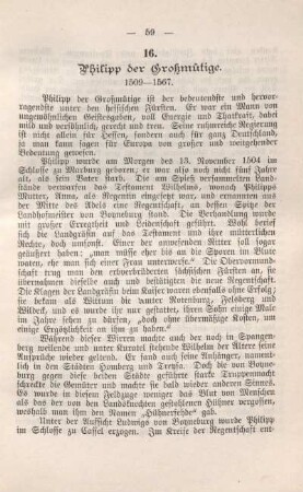 16. Philipp der Großmütige. 1509 - 1567.