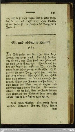 Ein und achtzigstes Kapitel. Ehe
