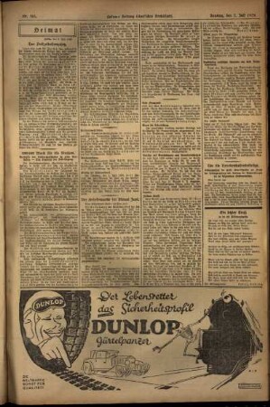 Zweite Ausgabe vom Sonntag, den 07. Juli 1929.