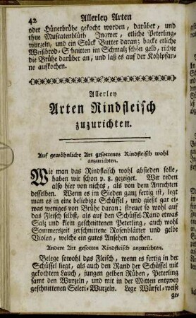 Allerley Arten Rindfleisch zuzurichten.
