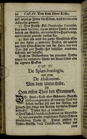 Cap. IV. De Splanchnologia, - Cap. V. De Thorace oder Brust,