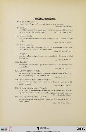 Textilarbeiten (Nr. 127-136)
