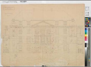 Münster (Münster) altes Gymnasium Paulinum Hauptansicht mit Maßangaben 1913 1 : 50 64 x 87 Pause und Einzeichnung KSM Nr. 1513,2