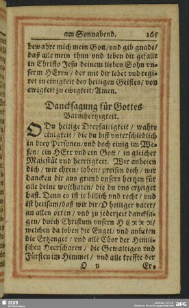 Dancksagung für Gottes Barmhertzigkeit