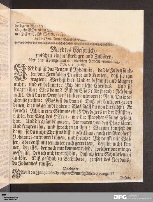Viertes Gespräch, am vierten Advent-Sonntag.
