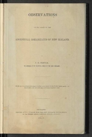 Observations on the state of the aboriginal inhabitants of New Zealand