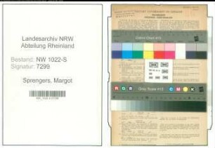 Entnazifizierung Margot Sprengers , geb. 12.02.1922 (Kaufmaennische Angestellte)