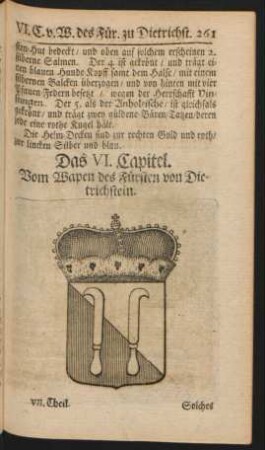 Das VI. Capitel. Vom Wapen des Fürsten von Dietrichstein