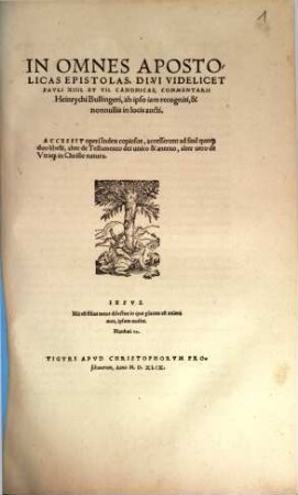 In Omnes Apostolicas Epistolas, Divi Videlicet Pauli XIIII. Et VII. Canonicas, Commentarii Heinrychi Bullingeri