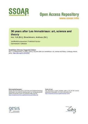 30 years after Les Immatériaux: art, science and theory