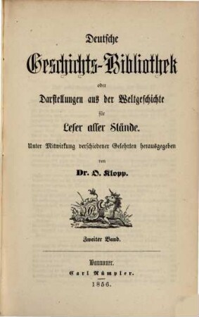 Deutsche Geschichts-Bibliothek oder Darstellungen aus der Weltgeschichte für Leser aller Stände, 2