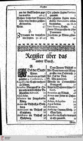 Register über das ander Buech.