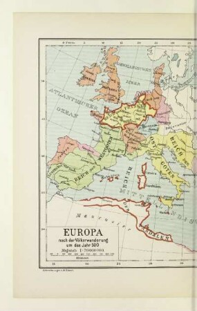Europa nach der Völkerwanderung um das Jahr 500