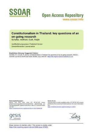 Constitutionalism in Thailand: key questions of an on-going research