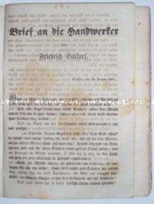 Aufruf an die preußischen Handwerker zur Treue gegenüber dem König
