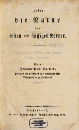 Ueber die Natur der festen und flüssigen Körper