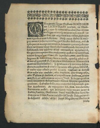 Quingerete liceat Christiano Doctoris aut Licentiati titulum ...