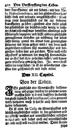 Das XII. Capitel. Von der Colica.