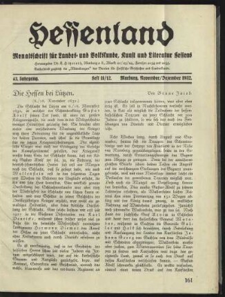 Heft 11/12, November/Dezember 1932