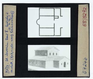 Köln, St. Severin : Perspektive, Rekonstruktionszeichnung, Grundriss