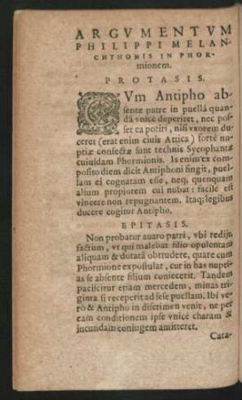 Argumentum Philippi Melanchthonis In Phormionem.