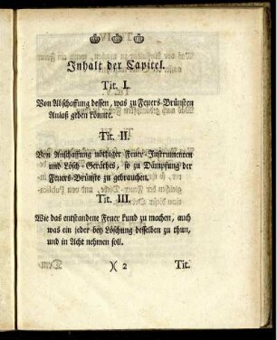Inhalt der Capitel.