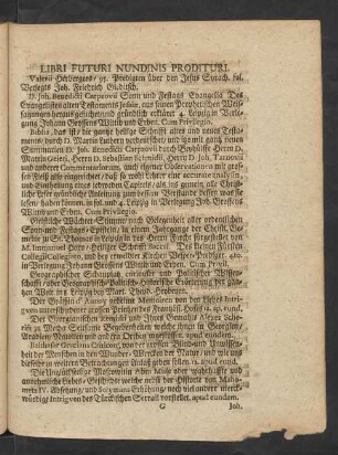 Libri Futuri Nundinis Prodituri.
