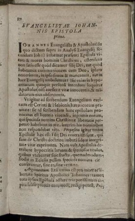 Evangelistæ Iohannis Epistola [...]