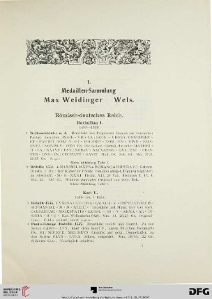 I. Medaillen-Sammlung Max Weidinger – Wels (Nr. 1-311)