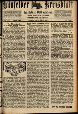 Zweite Ausgabe vom Samstag, den 22. Oktober 1927.