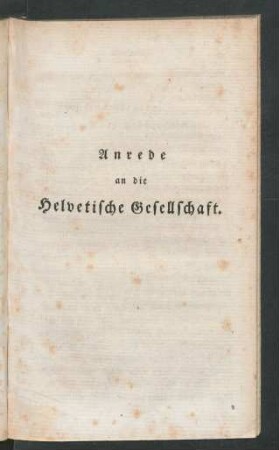 Anrede an die Helvetische Gesellschaft