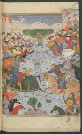 Illustration: Rustam tötet einen Gegner mit der Lanze