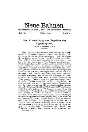 Zur Klarstellung des Begriffes der Apperzeption : (Schluß)