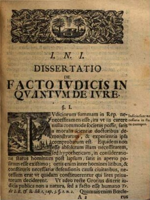 Diss. inaug. de facto iudicis, in quantum de iure