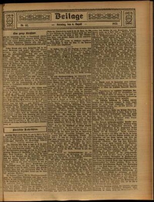 Zweite Ausgabe vom Sonntag, den 06. August 1922.