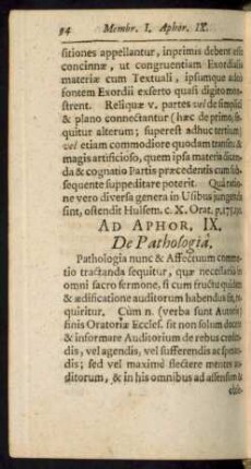 Ad Aphor. IX. De Pathologia.