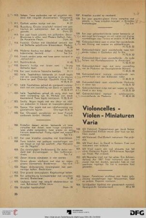 Violoncelles – violen – miniaturen varia (Nr. 948-968)