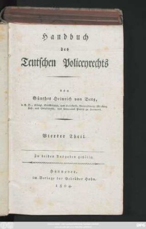 Theil 4: Handbuch des Teutschen Policeyrechts