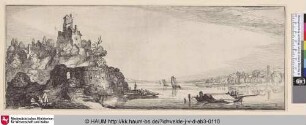 [Flusslandschaft mit einer Burg; Riverlandscape with a Castle]