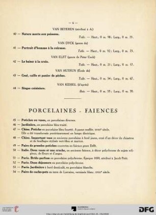 Porcelaines - Faiences (Nr. 45-54)