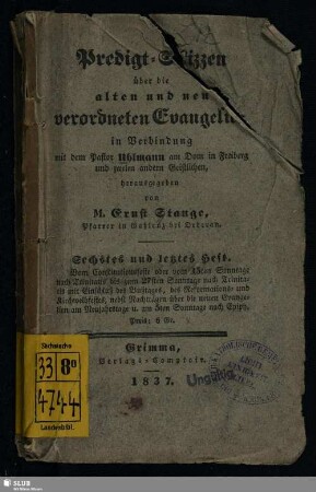 6: Vom Constitutionsfeste oder vom 15ten Sonntage nach Trinitatis bis zum 27ten Sonntage nach Trinitatis mit Einschluß des Bußtages, des Reformations- und Kirchweihfestes, nebst Nachträgen über die neuen Evangelien am Neujahrstage u. am 5ten Sonntage nach Epiph.