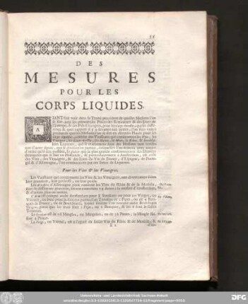 Des Mesures Pour Les Corps Liquides.