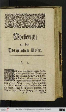 Vorbericht an den Christlichen Leser