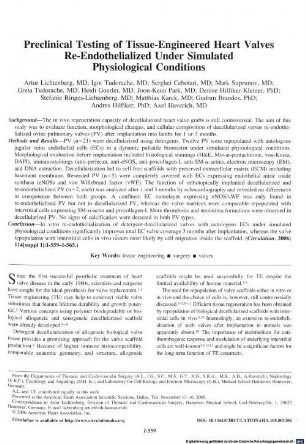 Preclinical testing of tissue-engineered heart valves re-endothelialized under simulated physiological conditions