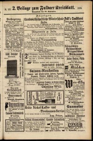 Dritte Ausgabe vom Samstag, den 30. September 1899.